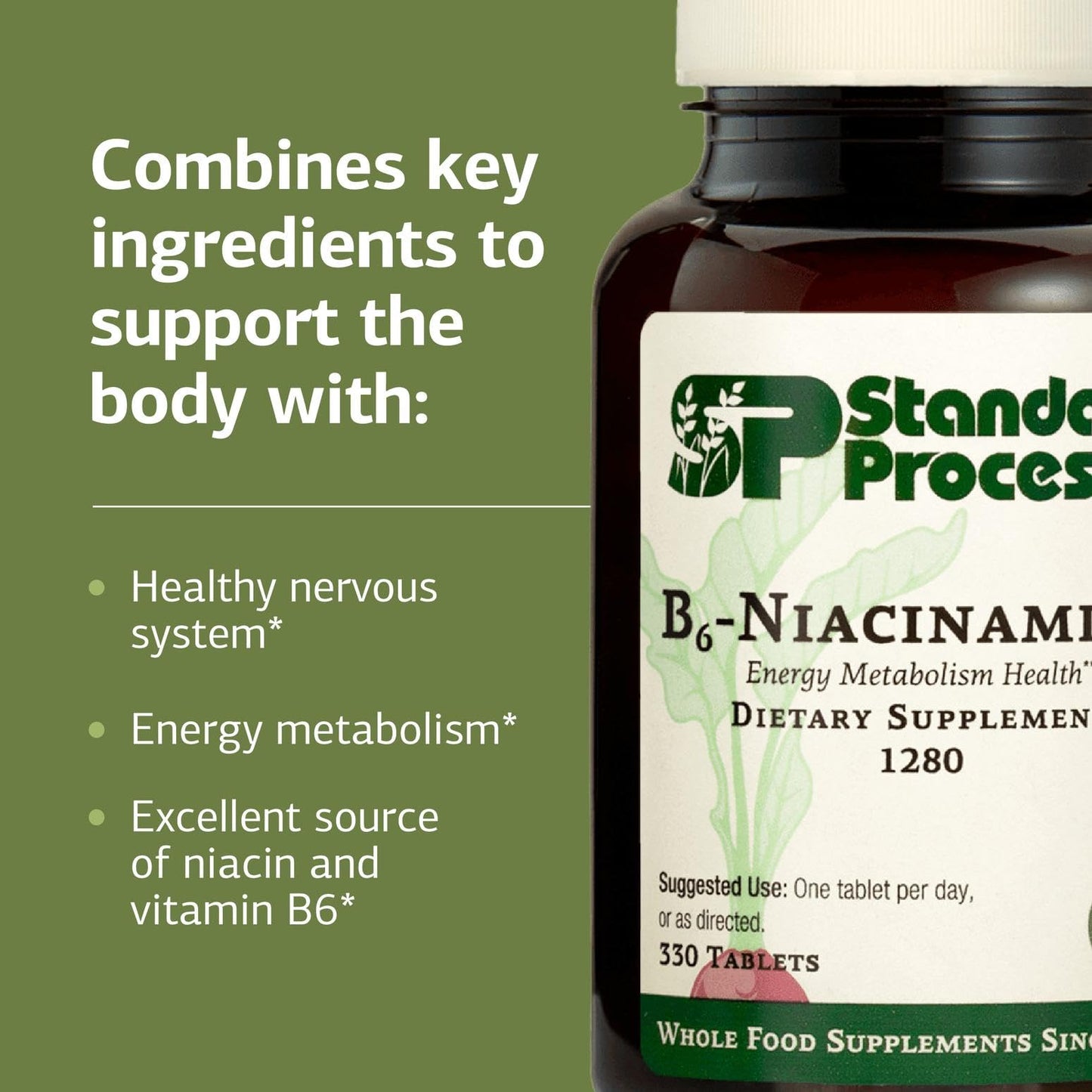 Standard Process B6-Niacinamide: Energy Metabolism & Cardiovascular Support (Gluten-Free, 330 Tablets)