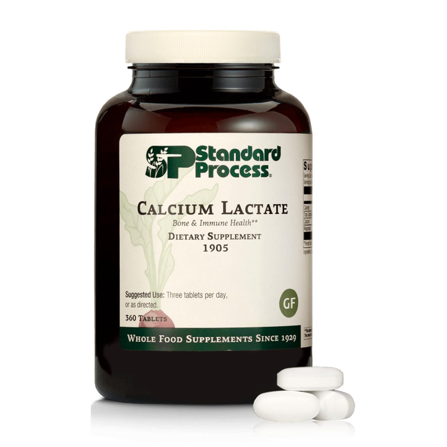 Standard Process Calcium Lactate – Bone & Immune Health Support | Vegan, Gluten-Free, Non-Dairy | 360 Tablets