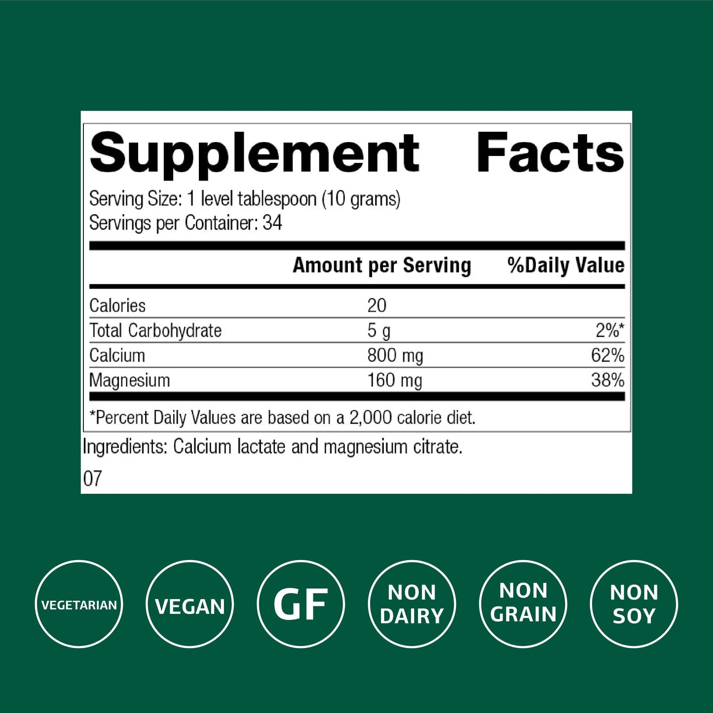 Standard Process Calcium Lactate Powder – Bone Health & Immune Support, Non-Dairy, Gluten-Free, 12 oz