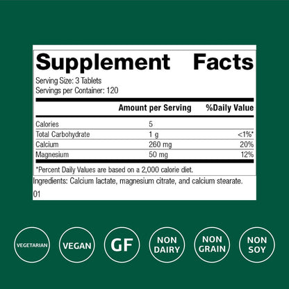 Standard Process Calcium Lactate – Bone & Immune Health Support | Vegan, Gluten-Free, Non-Dairy | 360 Tablets