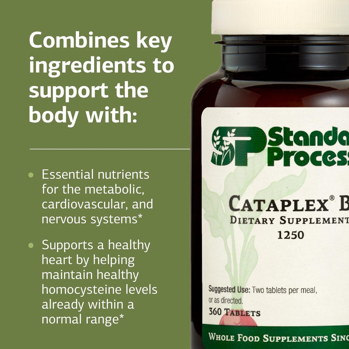 Standard Process Cataplex B – Whole-Food B-Complex for Heart, Metabolism & Cholesterol Support | 360 Tablets