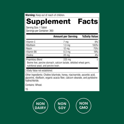 Standard Process Cataplex B2 – Nervous System Health Dietary Supplement (Non-Dairy & Non-Soy) – 360 Tablets