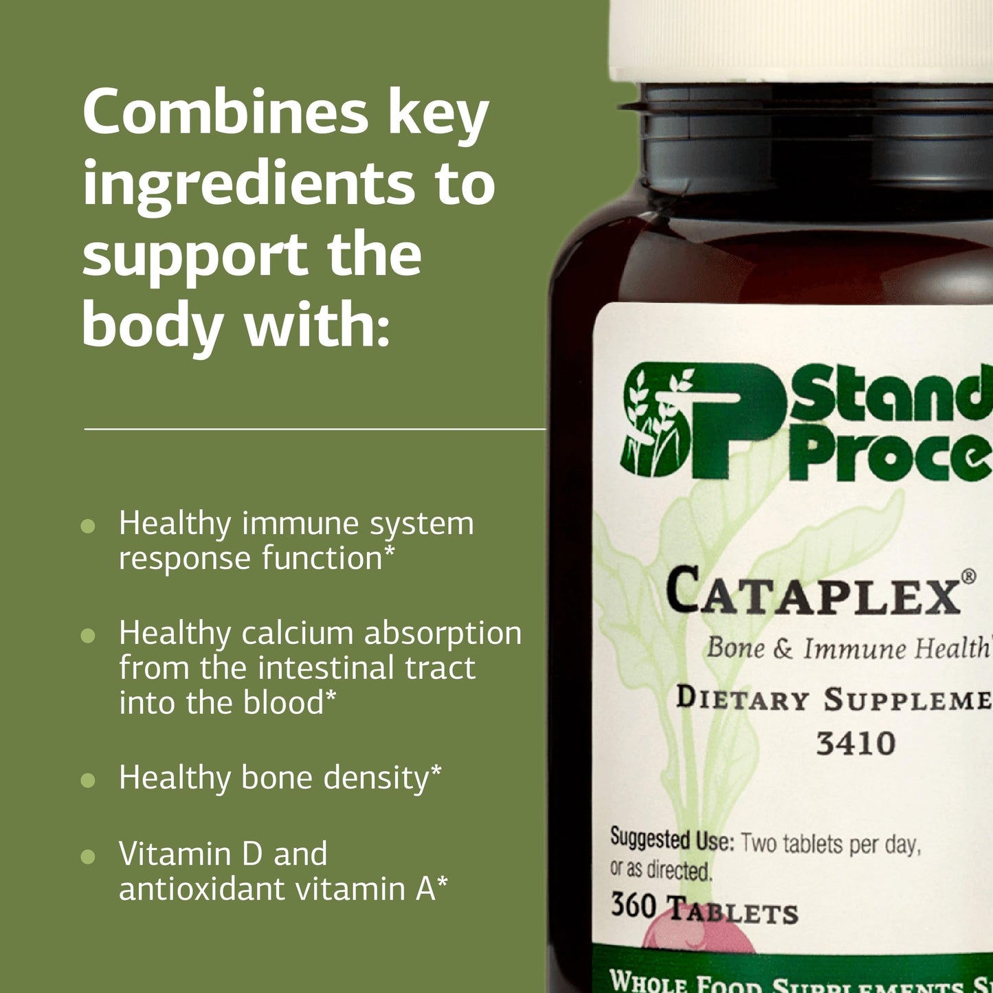 Standard Process Cataplex D - Immune Support, Bone Health & Mineral Absorption - 360 Tablets - Gluten-Free