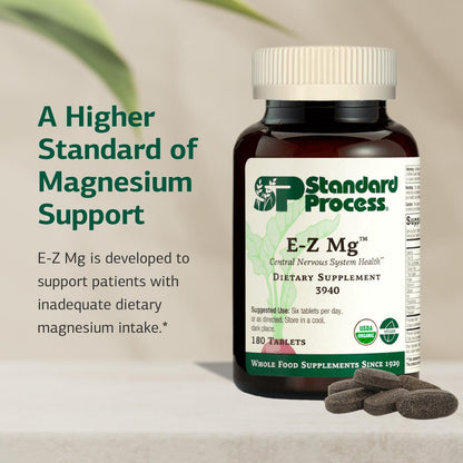 Standard Process E-Z Mg – Central Nervous System Support | Magnesium, Iron & Vitamin K1 | 180 Tablets