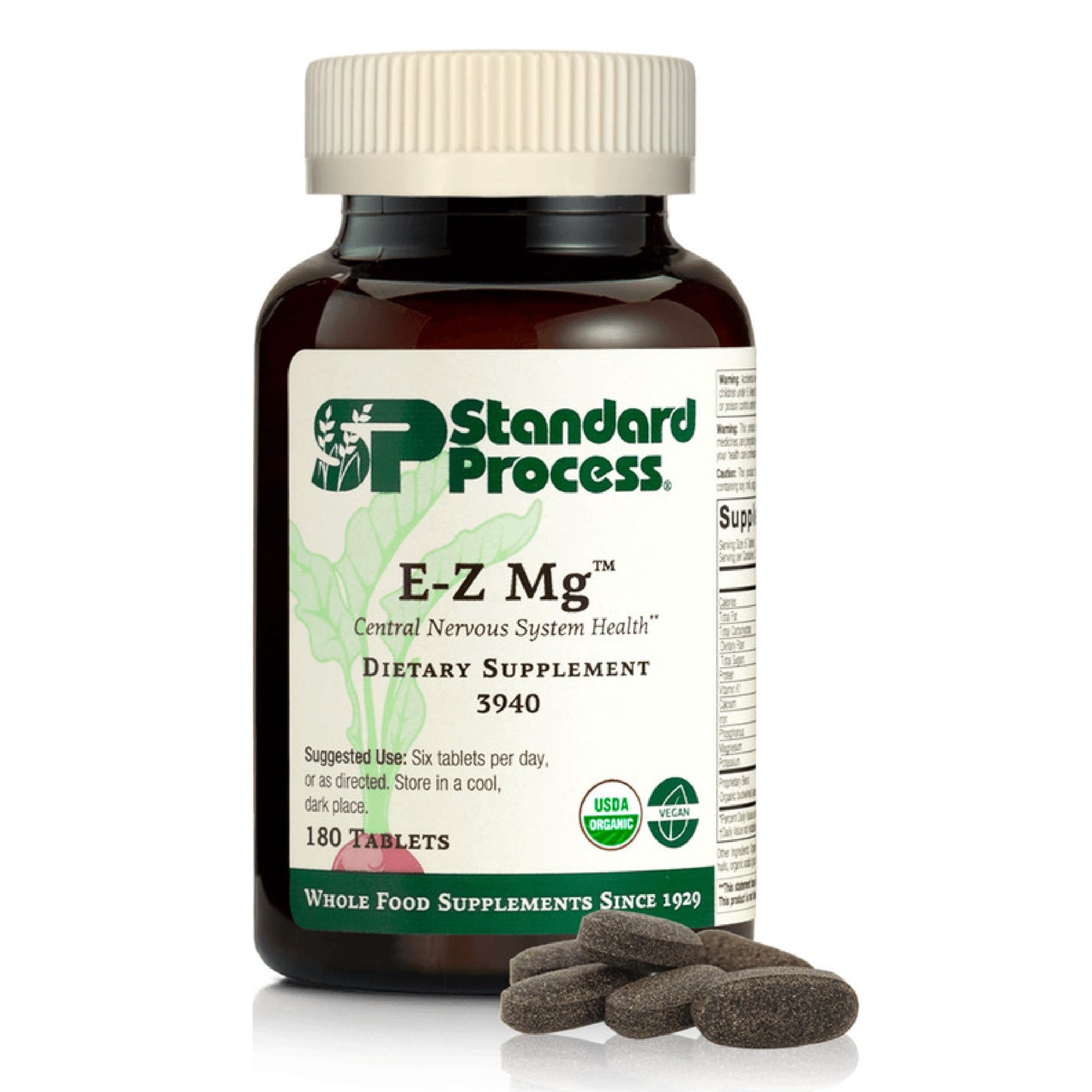 Standard Process E-Z Mg – Central Nervous System Support | Magnesium, Iron & Vitamin K1 | 180 Tablets