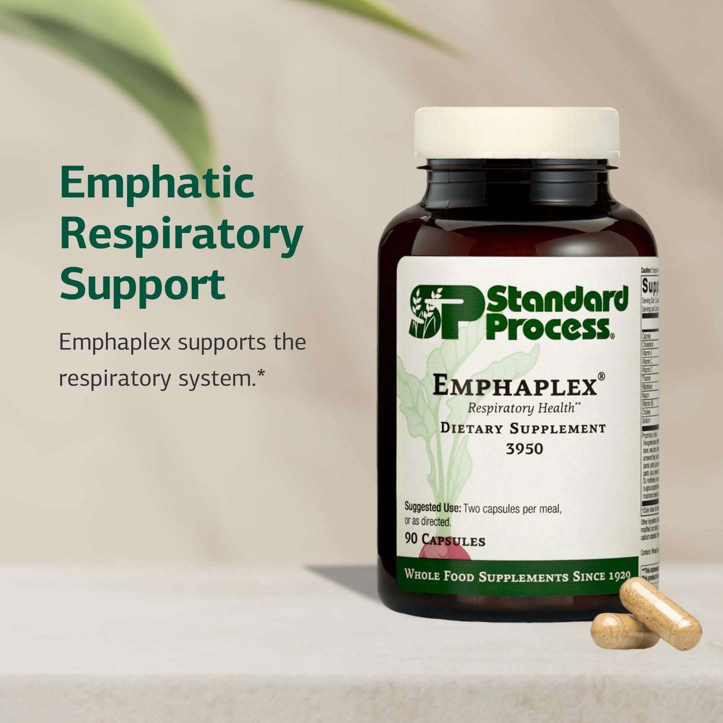Standard Process Emphaplex | Respiratory Support & Cellular Energy – 90 Capsules (45 Servings)
