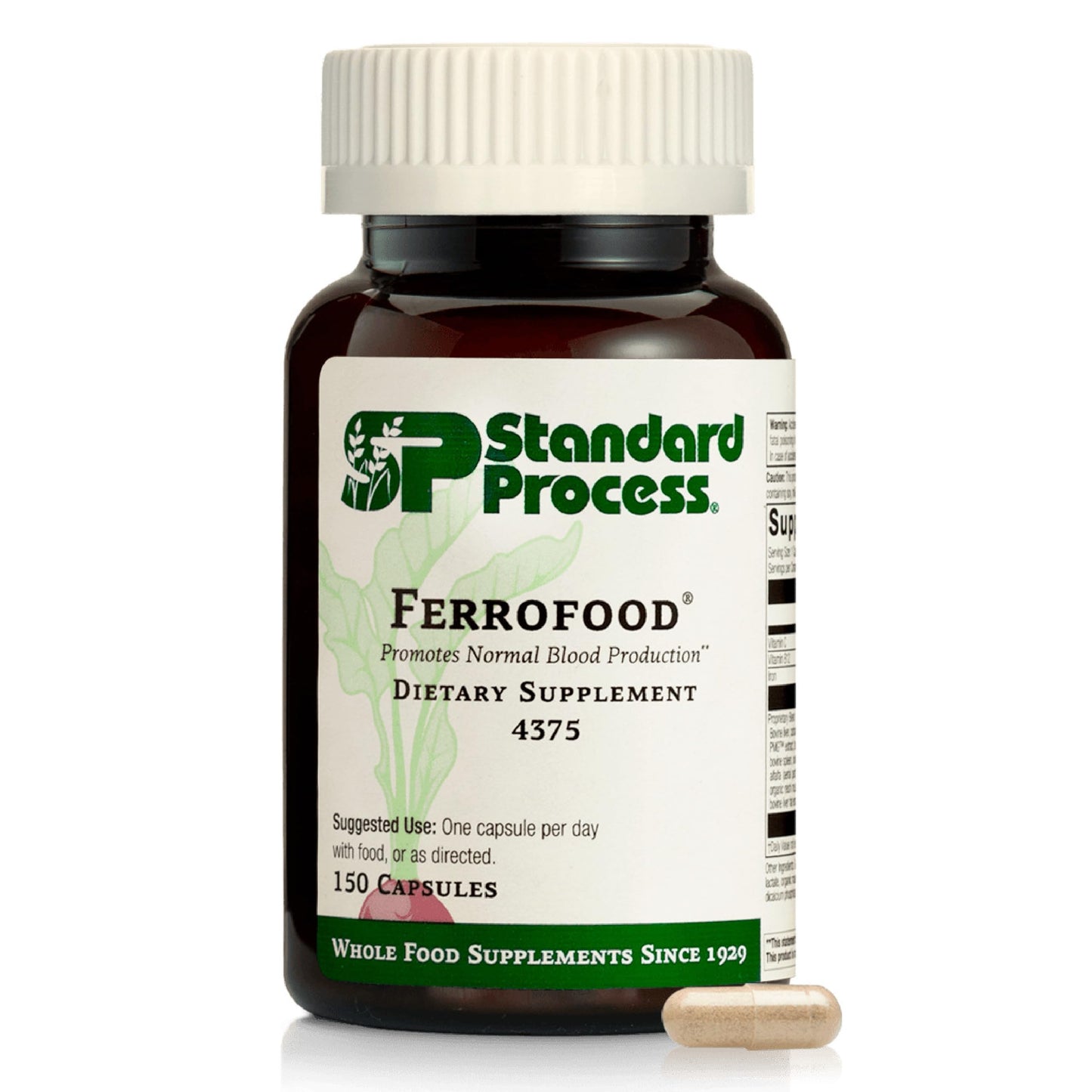 Standard Process Ferrofood - Blood Health Supplement with Iron, B12 & Vitamin C - 150 Capsules (40 Servings)