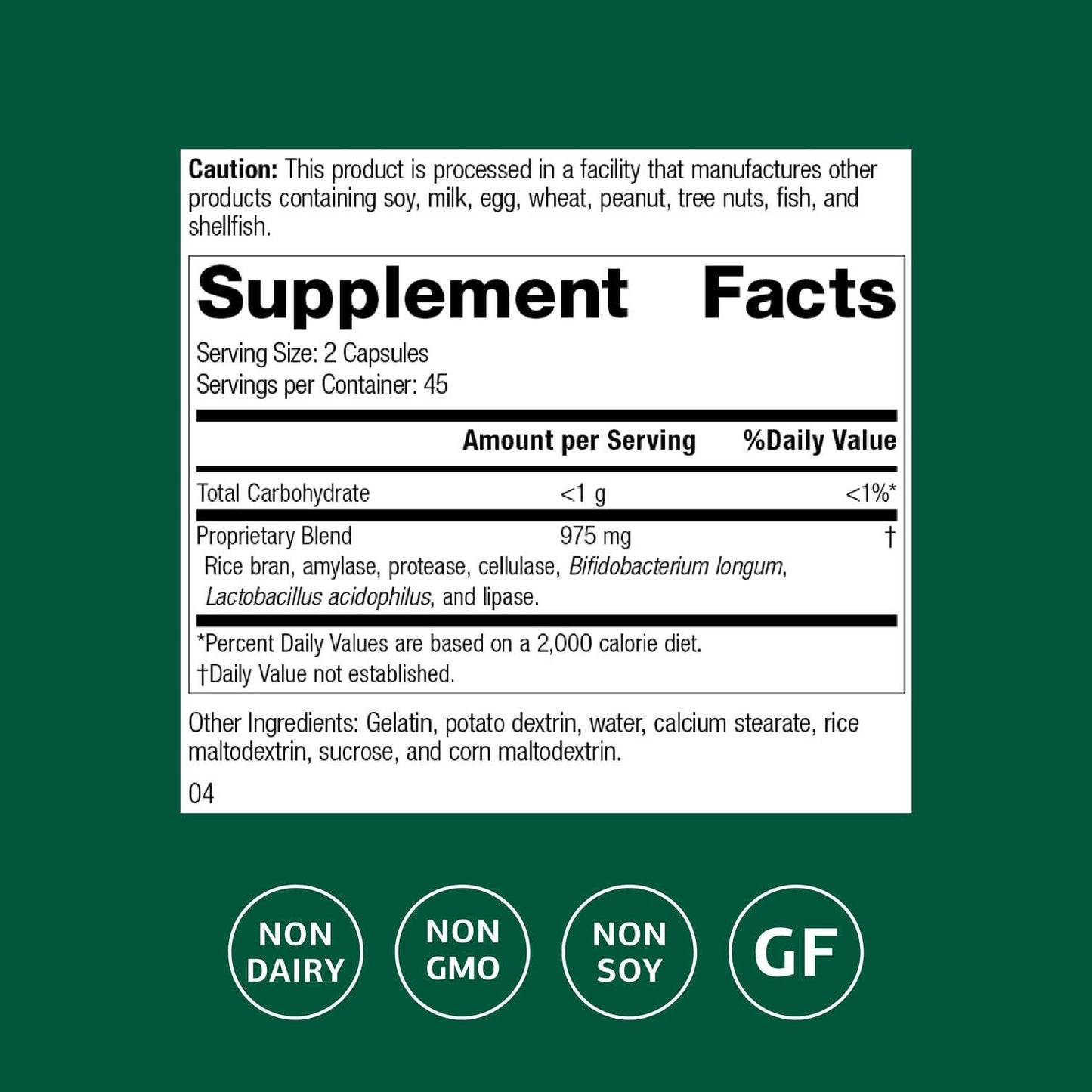 Standard Process Lact-ENZ – Whole Food Immune & Digestive Support, 90 Capsules