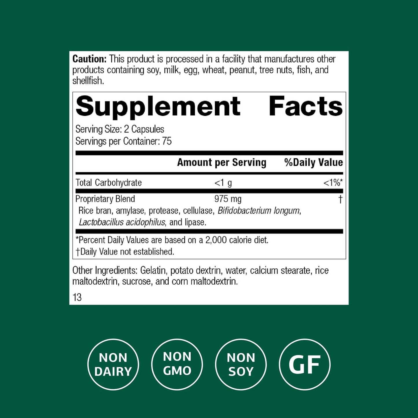 Standard Process Lact-ENZ: Gluten-Free Probiotic Digestive Support - 90 Capsules