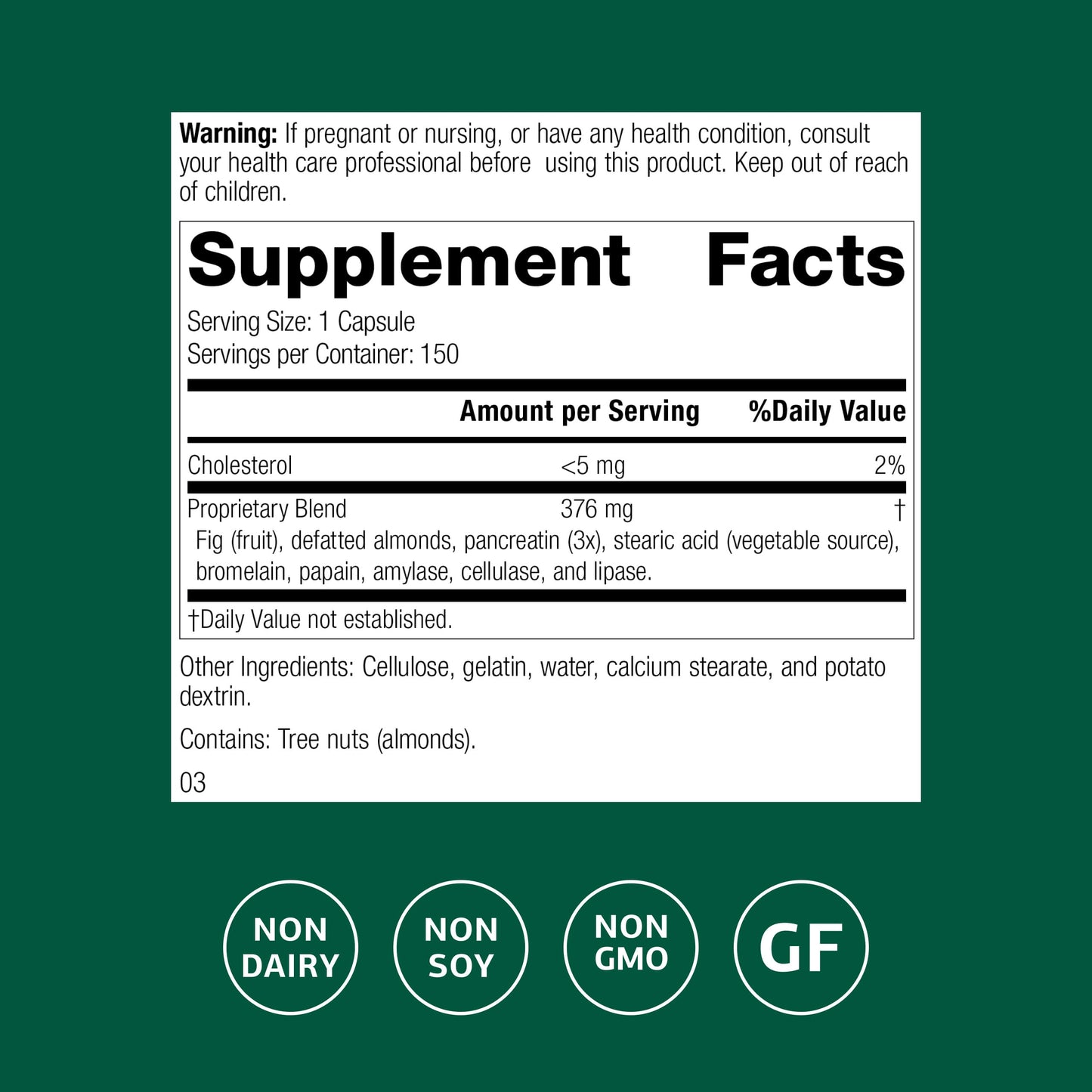 Standard Process Multizyme – Pancreatic Enzyme Support for Protein, Carbohydrate & Fat Digestion | Gluten-Free, Non-Dairy, Non-Soy | 150 Capsules