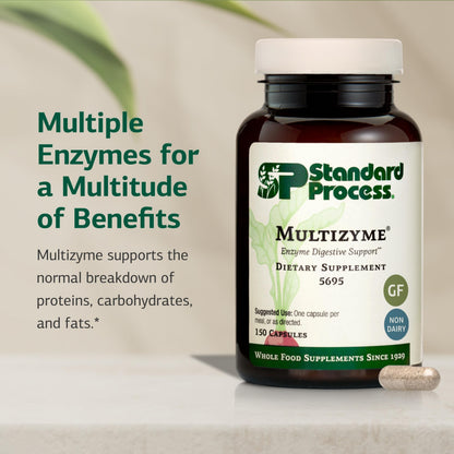 Standard Process Multizyme – Pancreatic Enzyme Support for Protein, Carbohydrate & Fat Digestion | Gluten-Free, Non-Dairy, Non-Soy | 150 Capsules