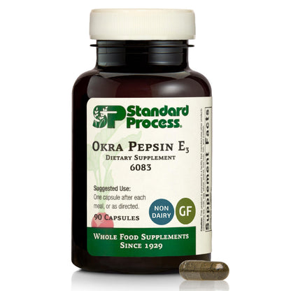 Standard Process Okra Pepsin E3 - Digestive Support for Protein Digestion, 90 Capsules