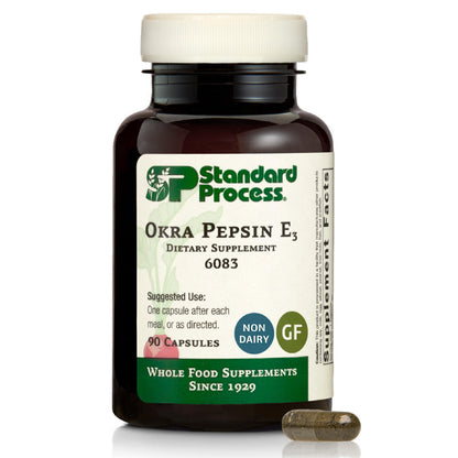 Standard Process Okra Pepsin E3 - Digestive Support for Protein Digestion, 90 Capsules