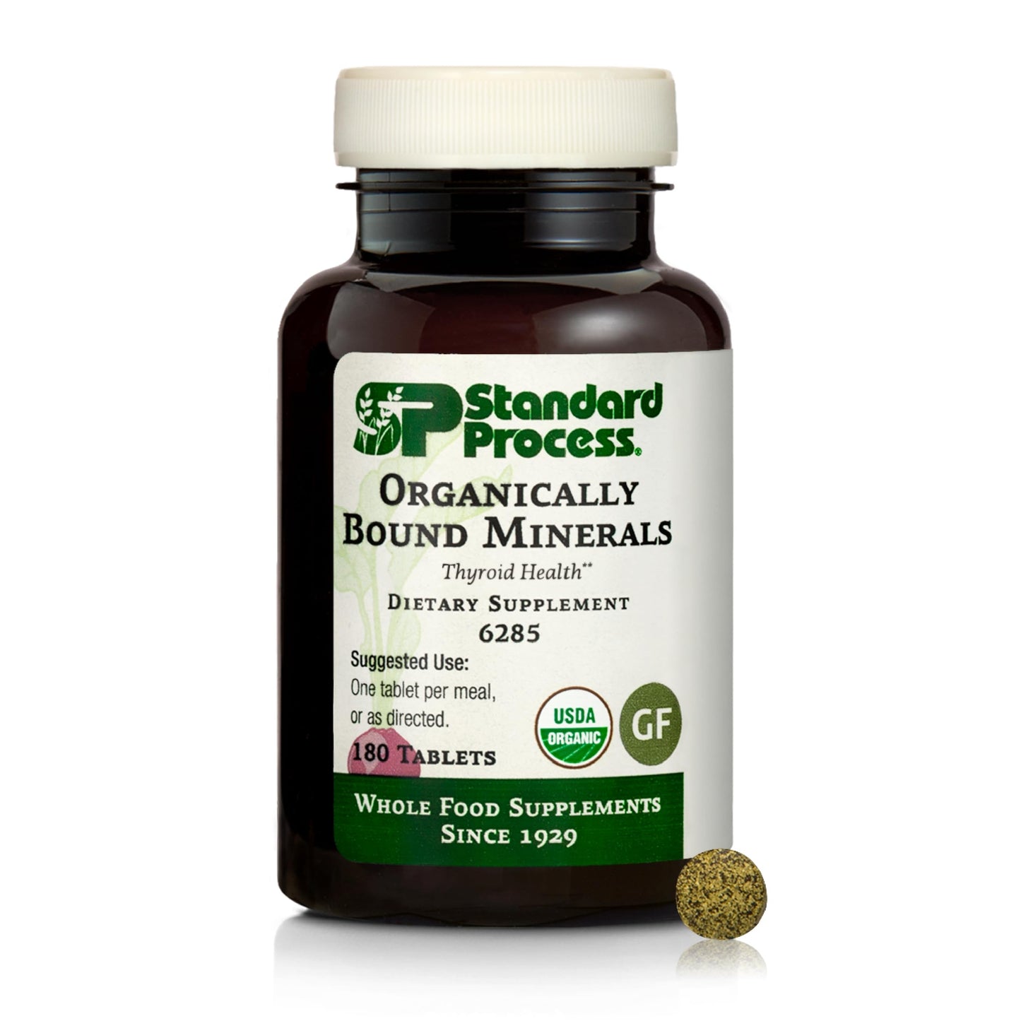 Standard Process Organically Bound Minerals - Supports Thyroid Function & Nervous System Health - 180 Tablets