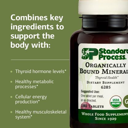 Standard Process Organically Bound Minerals - Supports Thyroid Function & Nervous System Health - 180 Tablets