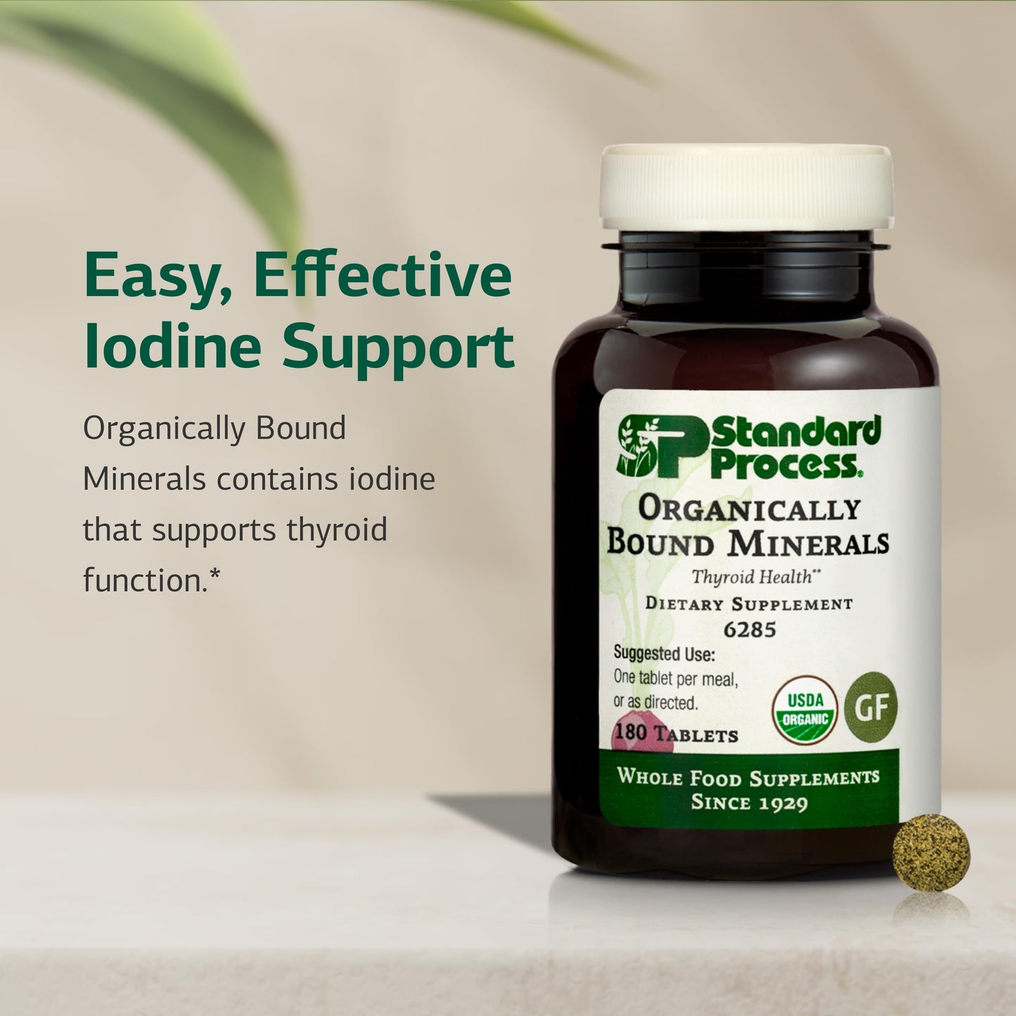 Standard Process Organically Bound Minerals - Supports Thyroid Function & Nervous System Health - 180 Tablets