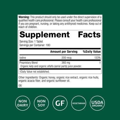 Standard Process Organically Bound Minerals - Supports Thyroid Function & Nervous System Health - 180 Tablets