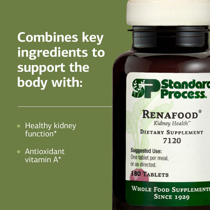 Standard Process Renafood - Kidney Support with Vitamin A, Non-Soy, 180 Tablets