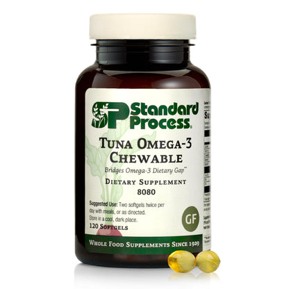 Standard Process Tuna Omega-3 Chewable — DHA Omega-3 for Brain & Eye Health | Gluten-Free & Non-Dairy | 120 Softgels