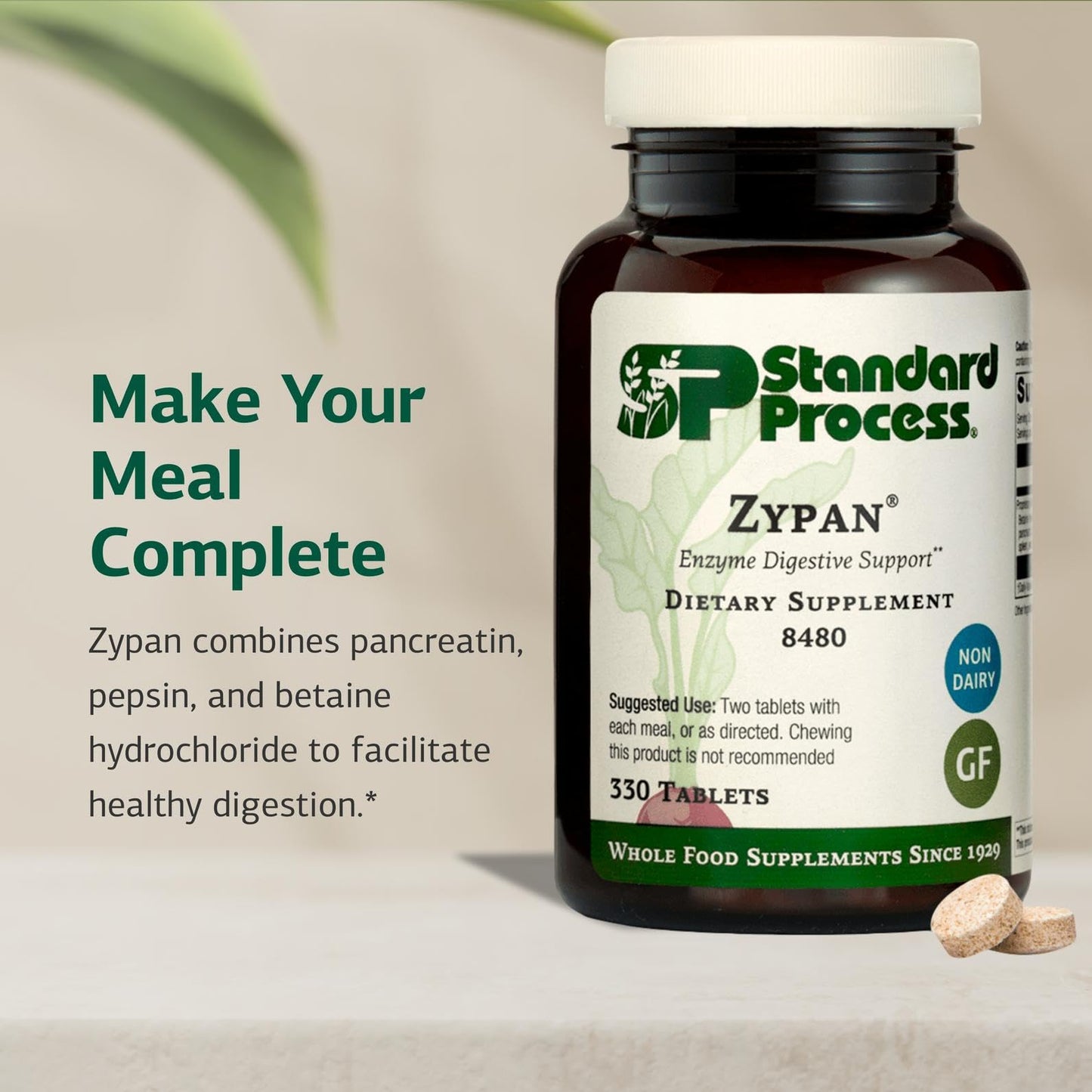 Standard Process Zypan - Digestive Enzyme Support with Pancreatin, Pepsin & HCl | 330 Tablets
