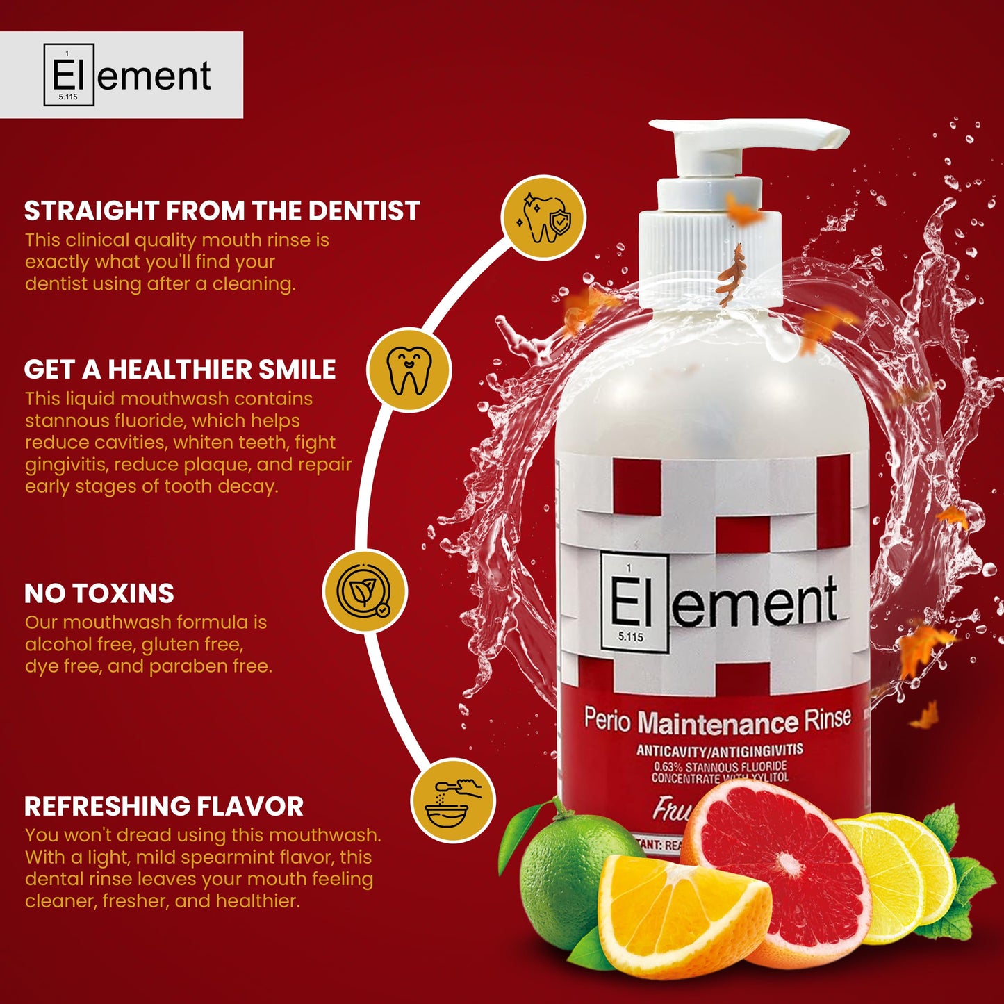Stannous Fluoride Mouthwash 10 oz – Alcohol Free, Paraben Free | Fruit Punch
