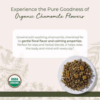 Starwest Botanicals Organic Chamomile Flowers Whole - 4 oz Pouch | Kosher, Non-GMO, Egypt