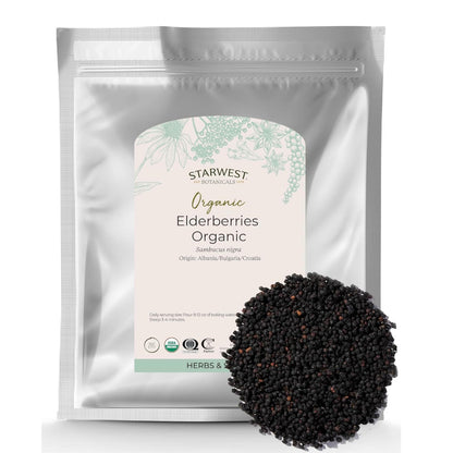 Starwest Botanicals Organic Elderberries – Dried Elderberries for Tea, Syrup & Jam (2 lb Bulk)