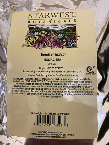 Starwest Botanicals Essiac Tea, 1 Pound – Burdock Root, Sheep Sorrel, Rhubarb Root & Slippery Elm