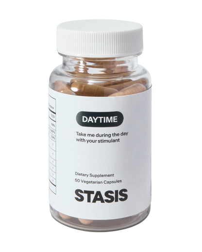 Stasis Daytime Energy and Focus Supplement with CoQ10 + Rhodiola Rosea – All-Day Brain, Mood & Energy Support | 25 Servings