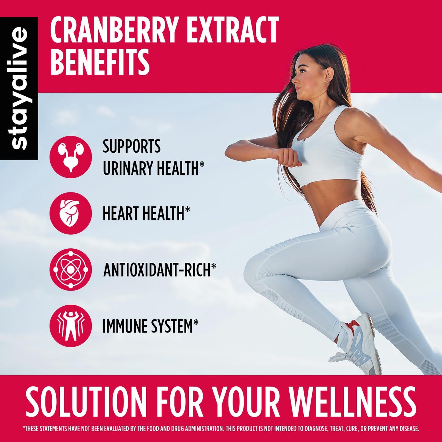 STAY ALIVE Cranberry Pills 1000mg with D-Mannose — Vegan, Non-GMO, Gluten-Free (120 Count)