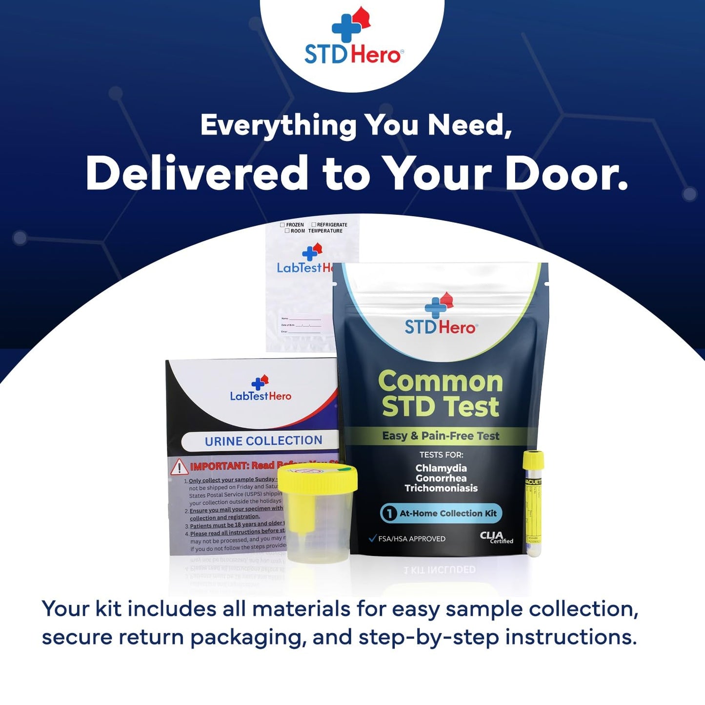 STD Hero At-Home STD Test Kit for Women & Men | Top Four STDs | Private & Easy