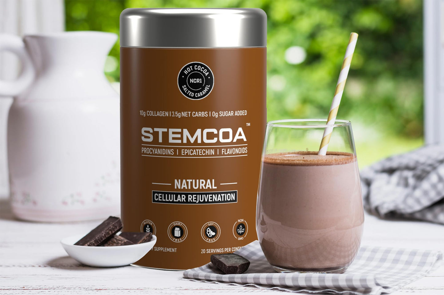 Stemcoa NCR1 – Collagen Powder with Salted Caramel, Cocoa & Resveratrol (Non-GMO, Gluten Free, Keto)