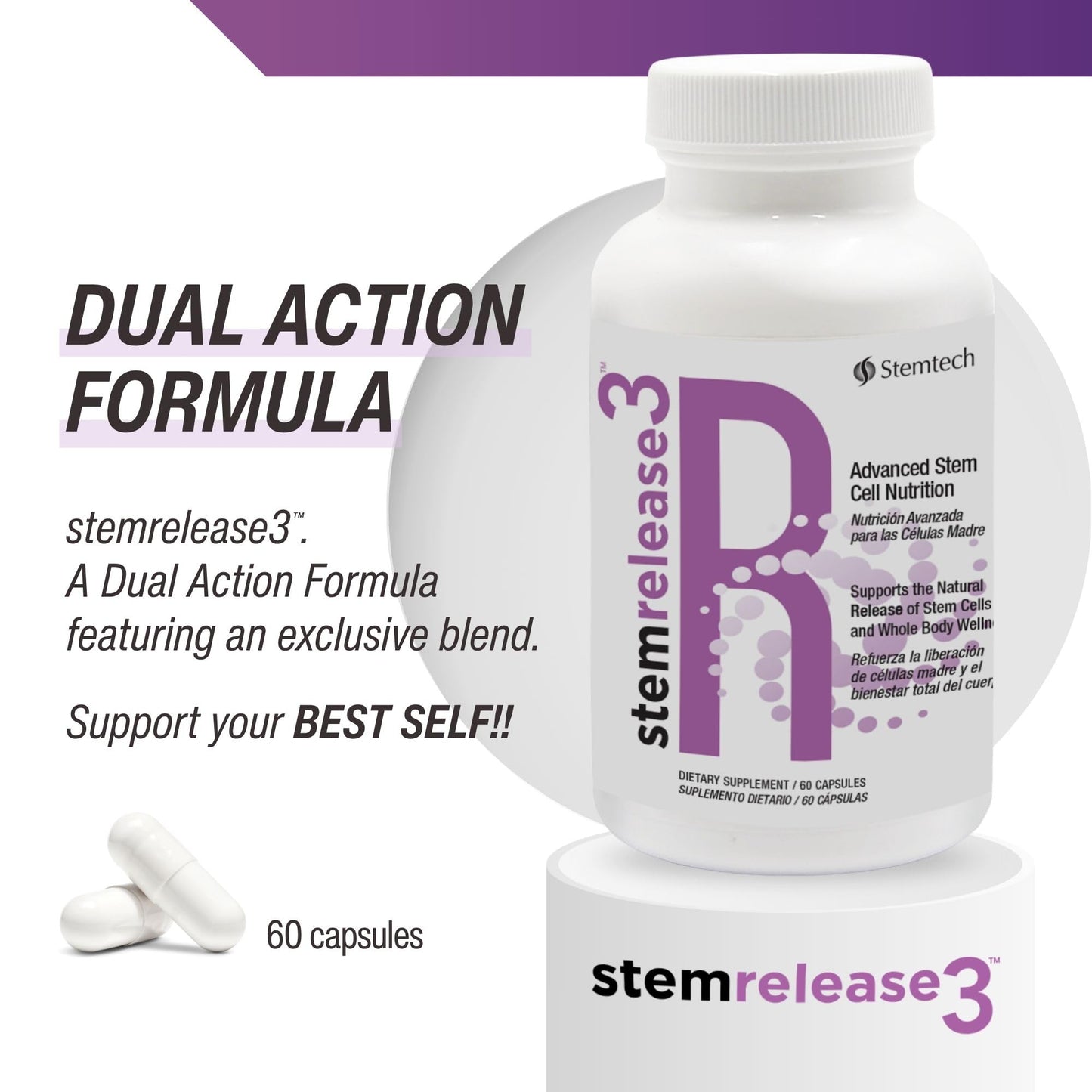 Unlock Your Body's Potential with stemrelease3™ - Cutting-Edge Stem Cell Nutrition for Natural Renewal and Youthful Vitality, Exclusive Blend for Enhanced Telomere Health