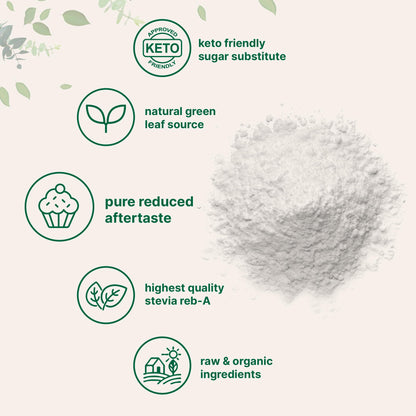 Micro Ingredients Pure Organic Stevia Powder – 1 lb Reb-A Green Leaf, Zero Calorie, Keto Friendly
