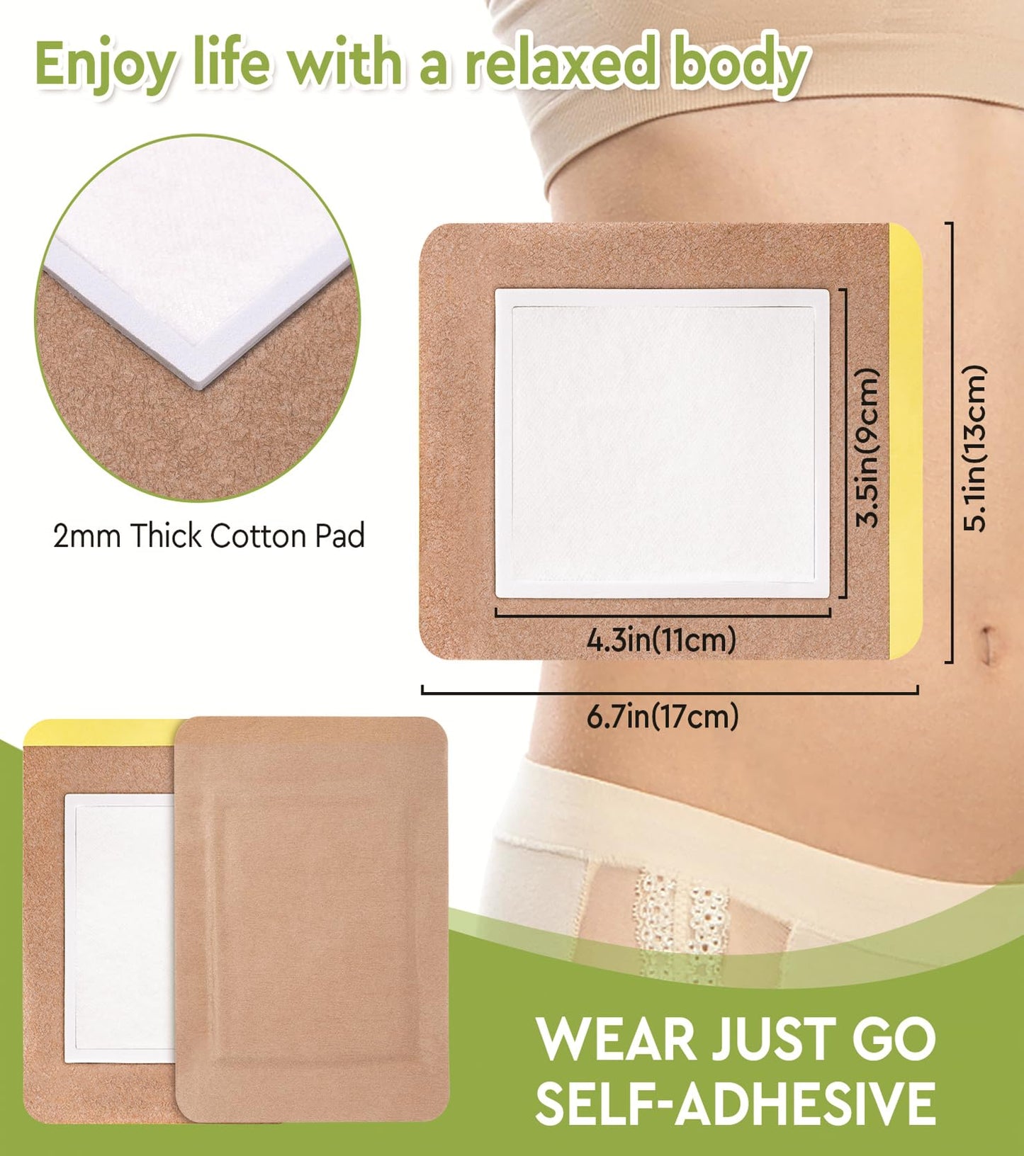 STFOCE 10pcs Castor Oil Pack Wrap – Self-Adhesive, Disposable Organic Cotton | Kahaki