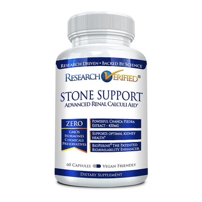 Research Verified Stone Support - Kidney Stone Defense | Chanca Piedra, Crataeva Nurvala, BioPerine | Vegan - 60 Capsules