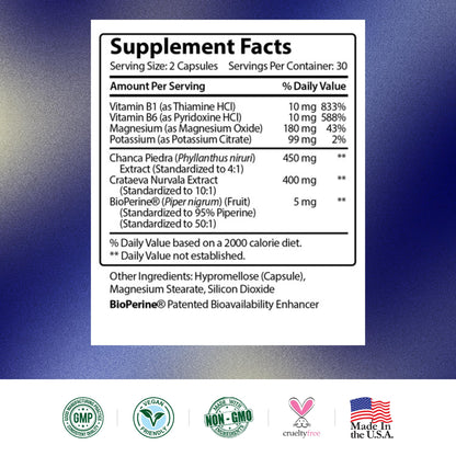 Research Verified Stone Support - Kidney Stone Defense | Chanca Piedra, Crataeva Nurvala, BioPerine | Vegan - 60 Capsules