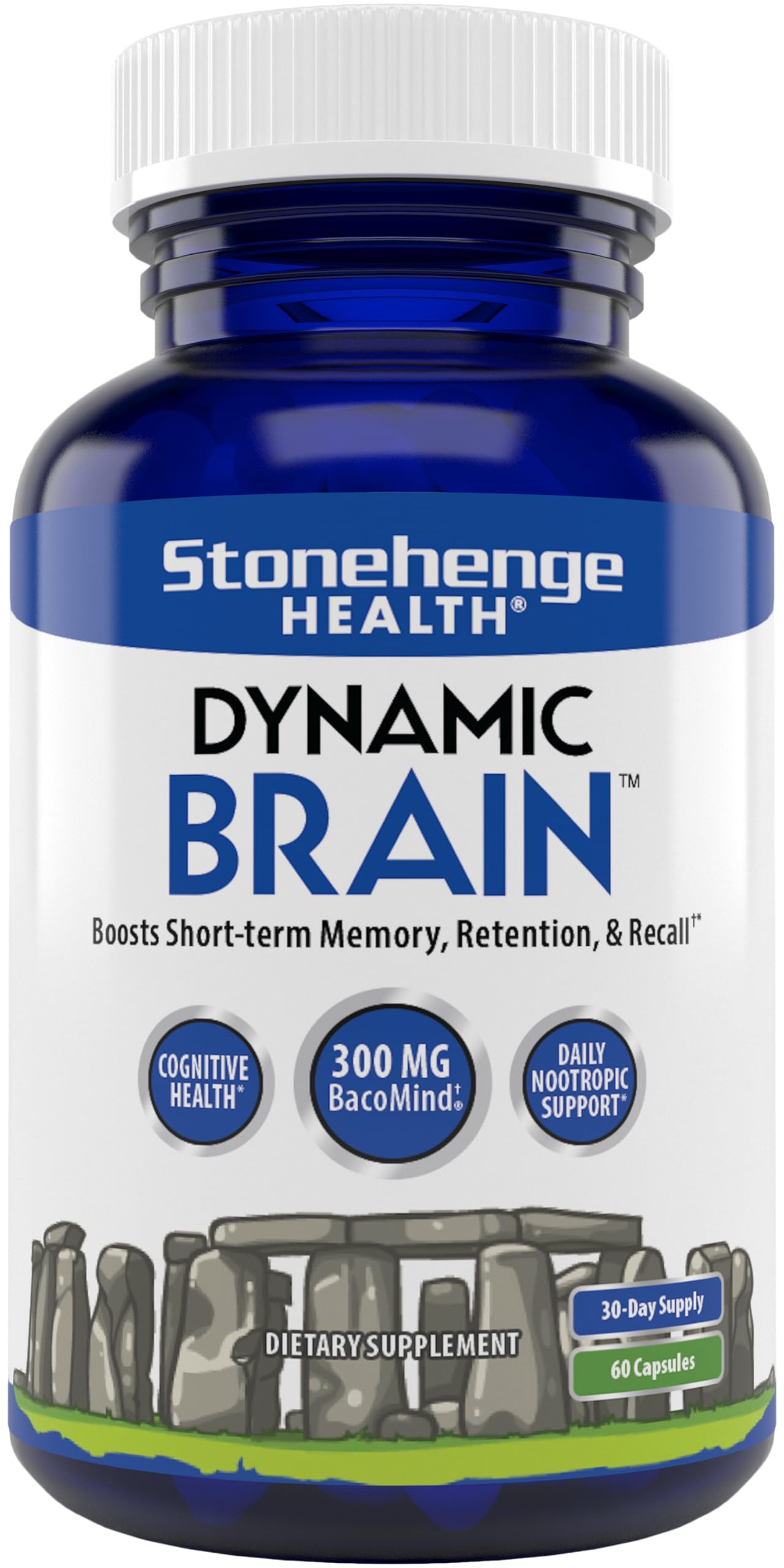 Stonehenge Health Dynamic Brain Supplement with BacoMind – Memory, Retention & Recall (40 Nootropics)