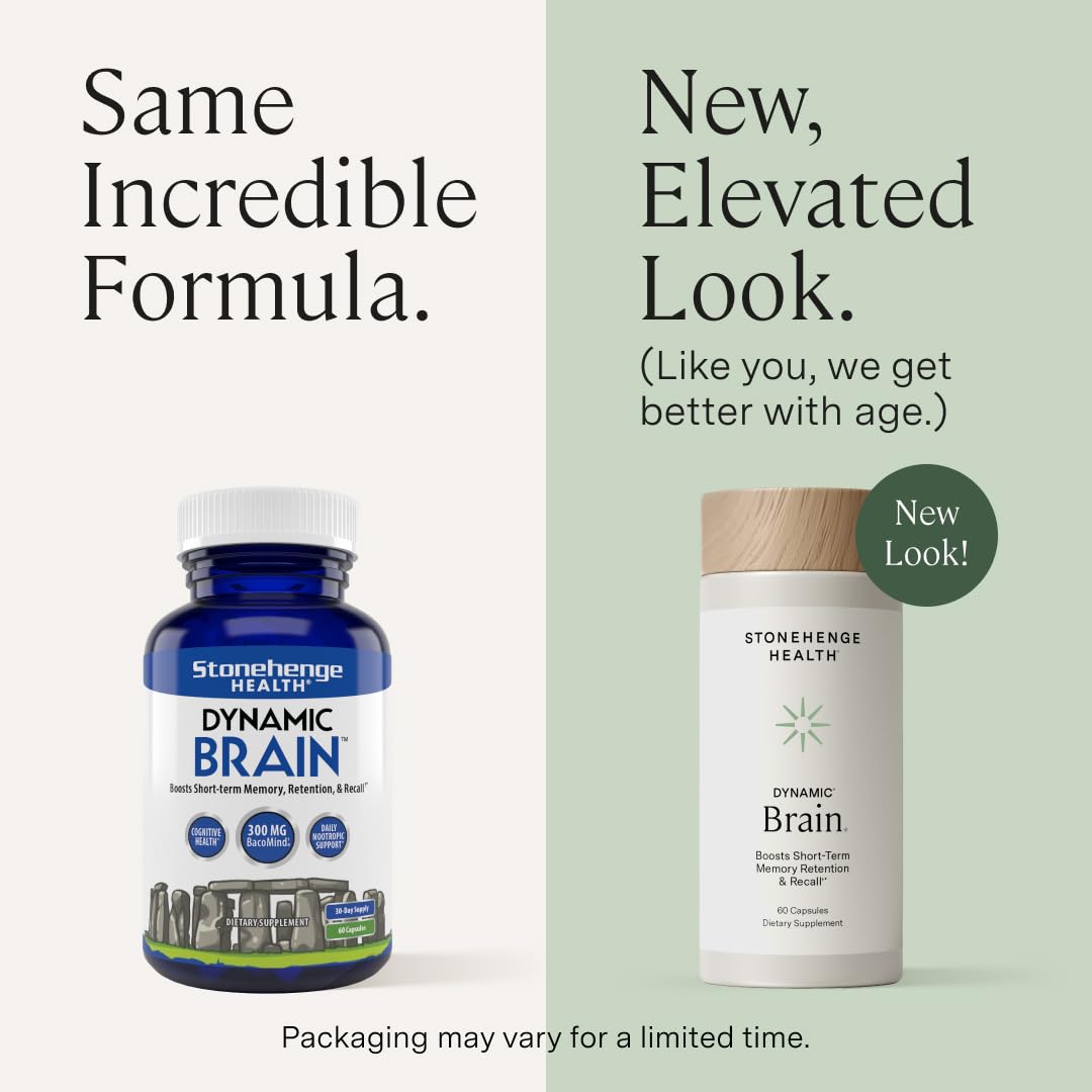 Stonehenge Health Dynamic Brain Supplement with BacoMind – Memory, Retention & Recall (40 Nootropics)