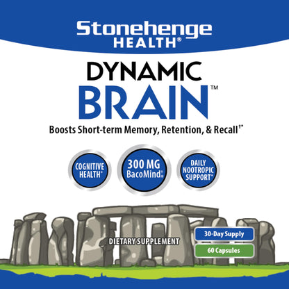 Stonehenge Health Dynamic Brain Supplement with BacoMind – Memory, Retention & Recall (40 Nootropics)