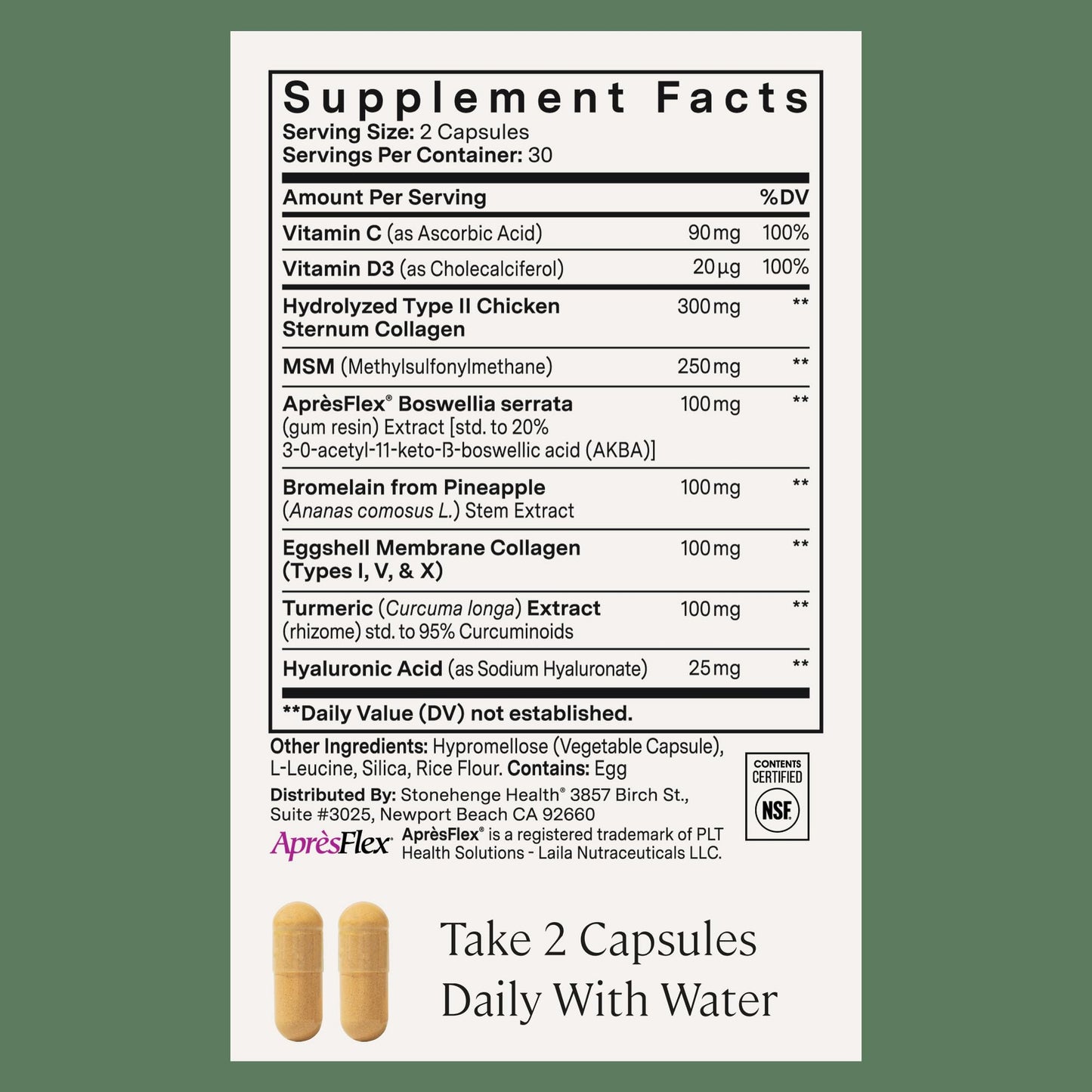 Stonehenge Health Dynamic Joint Health Supplement – Fast-Acting AprèsFlex Boswellia, Collagen & Turmeric – 60 Capsules