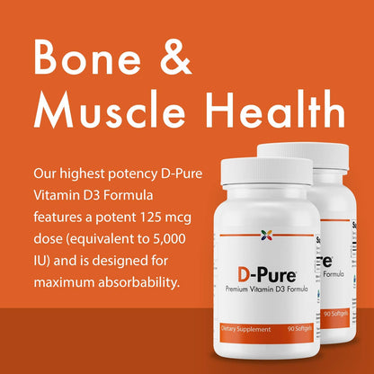 Stop Aging Now - D-Pure Vitamin D3 5000 IU (125 mcg) - 90 Softgels