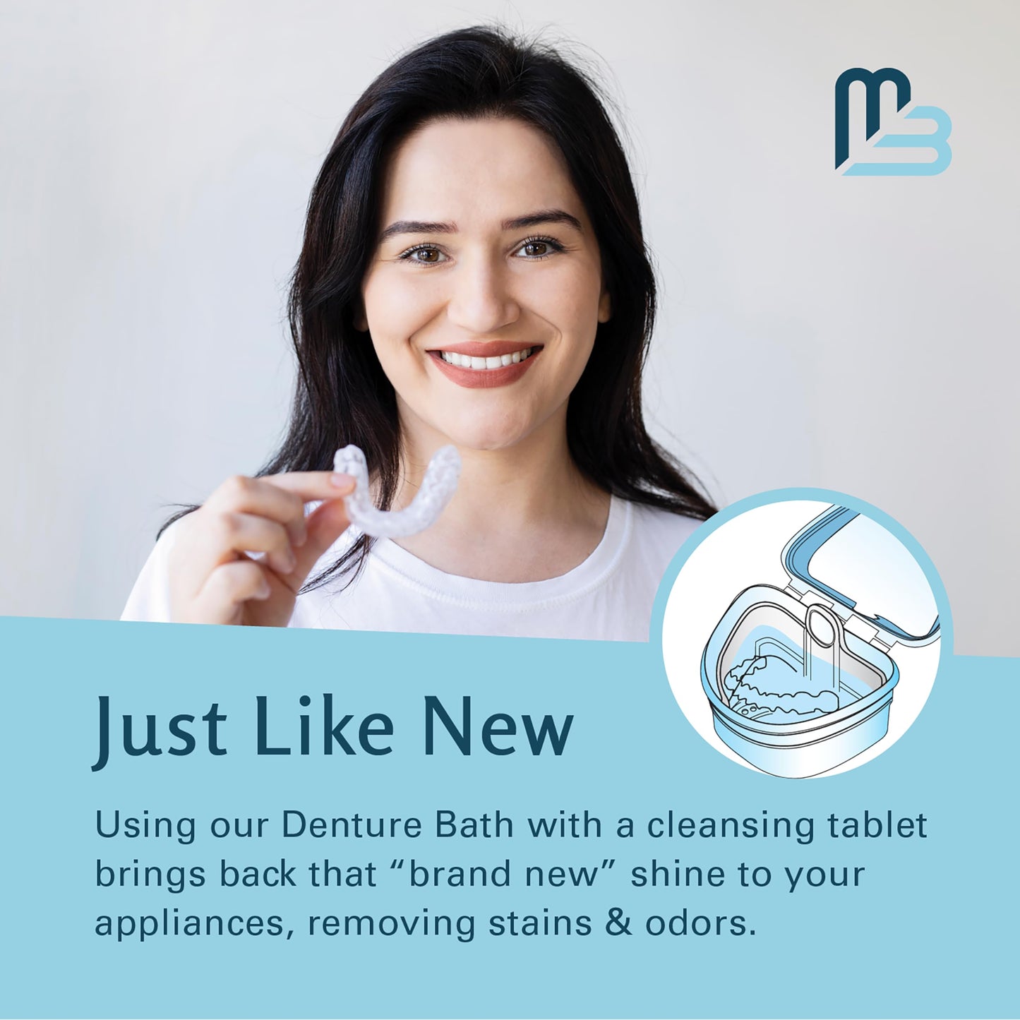 Denture Bath Case & Retainer Case – Spill-Free Portable Cleaner Kit by M3 Naturals