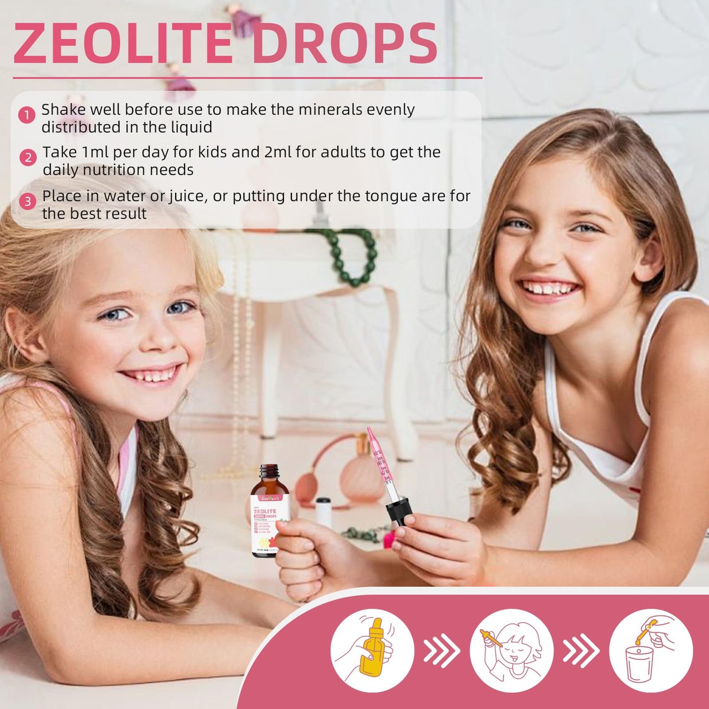Zeolite Detox Drops for Kids & Adults  300 mg Clinoptilolite, 2 oz