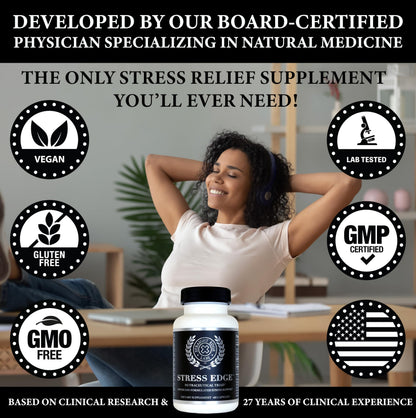 Stress Edge Stress Relief Supplement | Natural Mood Support (30 Servings)