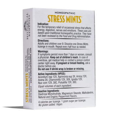 Historical Remedies Stress Mints (1 Pack) - Homeopathic Lozenges for Stress & Digestion | Organic Peppermint, Vegan & Gluten-Free