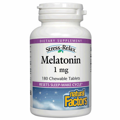 Stress-Relax Melatonin 1 mg – Natural Sleep Aid, Peppermint Flavor (180 Chewables)