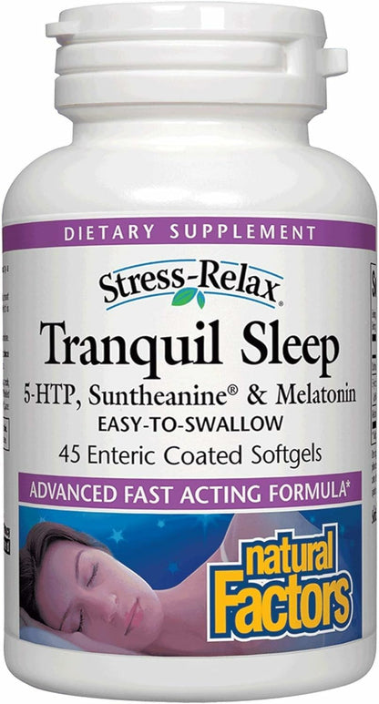 Stress-Relax Tranquil Sleep by Natural Factors – Suntheanine L-Theanine Sleep Aid, 45 Softgels