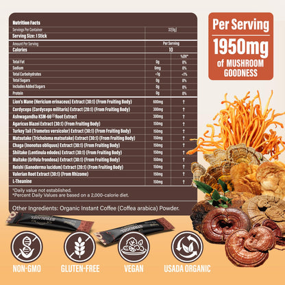 Strrugel Organic Mushroom Coffee with Lion’s Mane & Reishi – 32 Servings
