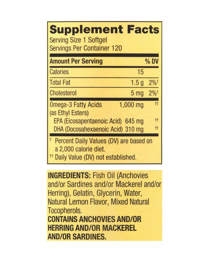 STS Home Spring Valley Omega-3 1000 mg Fish Oil Soft Gels – 120 Count